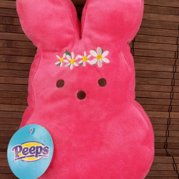 Peeps For Pets Bunny 12" Pink Dress Up Flower Plush Squeaky Dog Toy - Picture 2 of 9